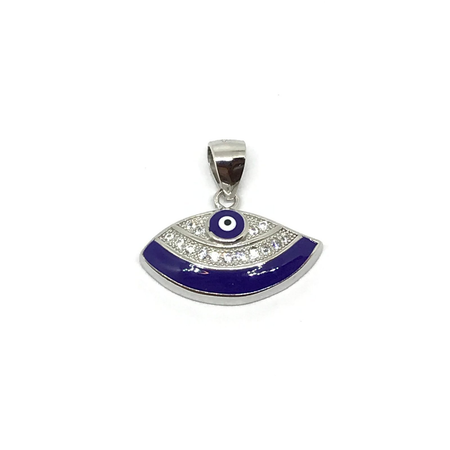 Dije de ojito rodhinado con cubic y esmalte
