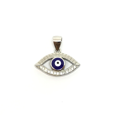 Dije de ojito rodhinado con cubic y esmalte