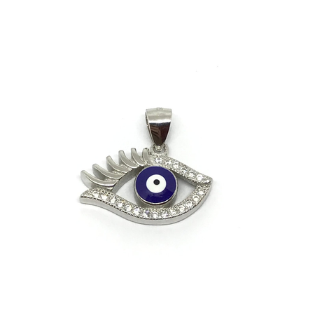 Dije de ojito rodhinado con cubic y esmalte