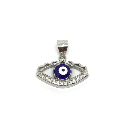 Dije de ojito rodhinado con cubic y esmalte