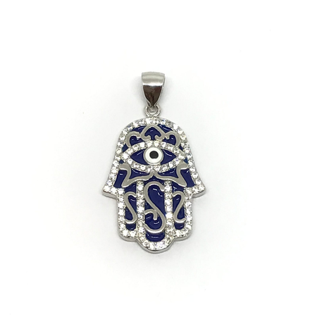 Dije de manito rodhinada con cubic y esmalte