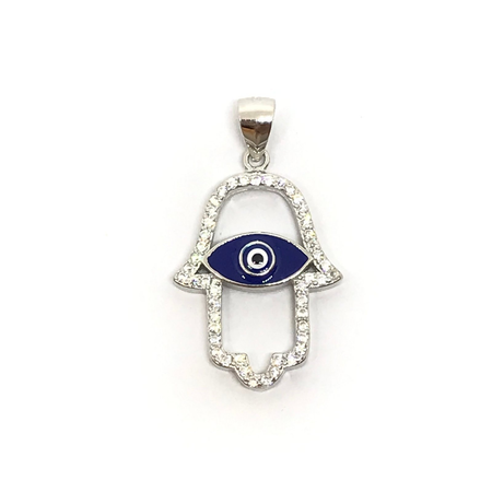 Dije de manito rhodinada con cubic y esmalte