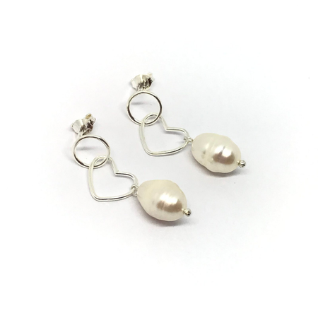 Aros colgantes con perla