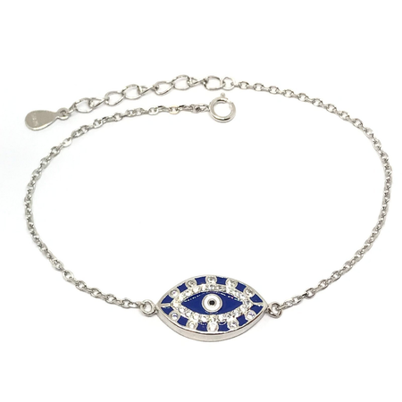 Pulsera rodhinada con ojito con cubic y esmalte