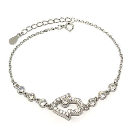 Pulsera rodhinada con manito con cubic