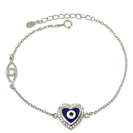 Pulsera rodhinada con ojito con cubic y esmalte