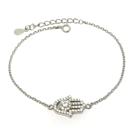 Pulsera rodhinada con manito con cubic