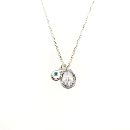 Gargantilla con ojito en nacar y cubic en forma de gota