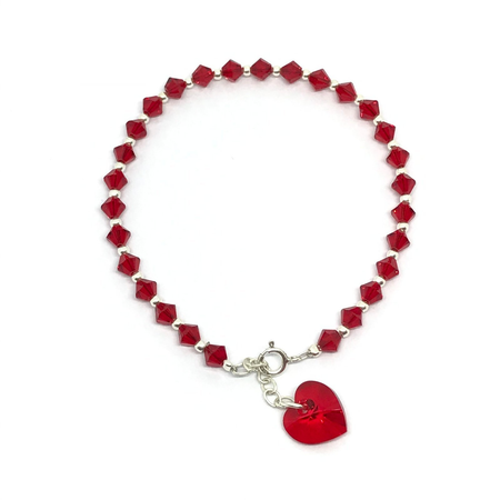 Pulsera cristal con bolitas y dije cristal colgante
