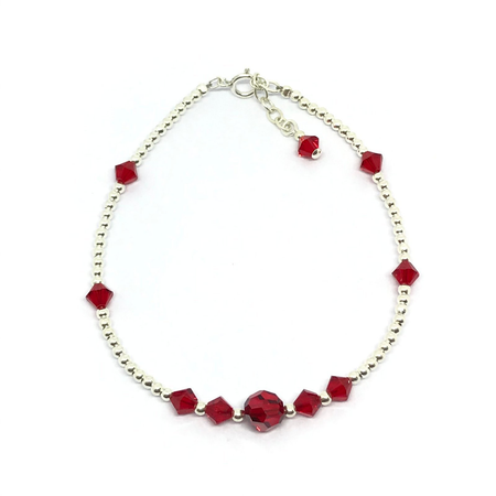 Pulsera de bolitas con cristales y colgante