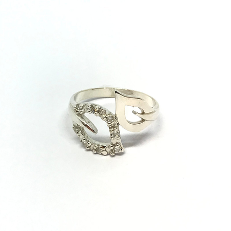 Anillo hoja doble con cubic